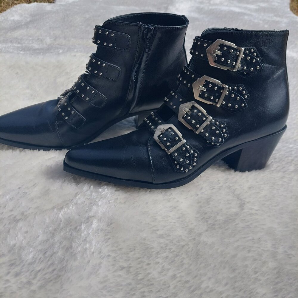 Pertini leather booties with buckles - Picture 2 of 8